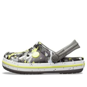 Crocs (GS) Crocband Camo-trykt træsko “Grå Sort Gul” 205301-0ED