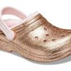 Crocs (GS) klassiske forede glittertræsko “Gold Pink” 207462-2UB