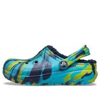 Crocs (GS) klassiske forede marmortræsko “Blue Tie Dye” 207238-4HQ